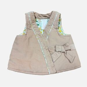 Shabby Chic Pale Pink & Floral Corduroy Cotton Vest Baby Girl 3-6M